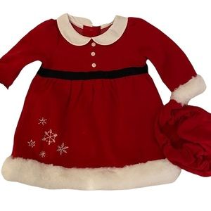 GYMBOREE Baby Girl Mrs. Santa Claus Dress with Diaper Cover. Size: 3-6 months